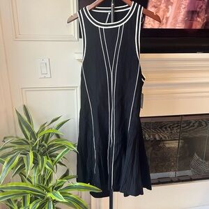 Anthropologie Black Midi Dress with White Trim